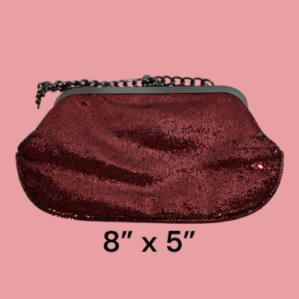 Express Ruby Red Beaded Snap Close Evening Bag Wi… - image 4